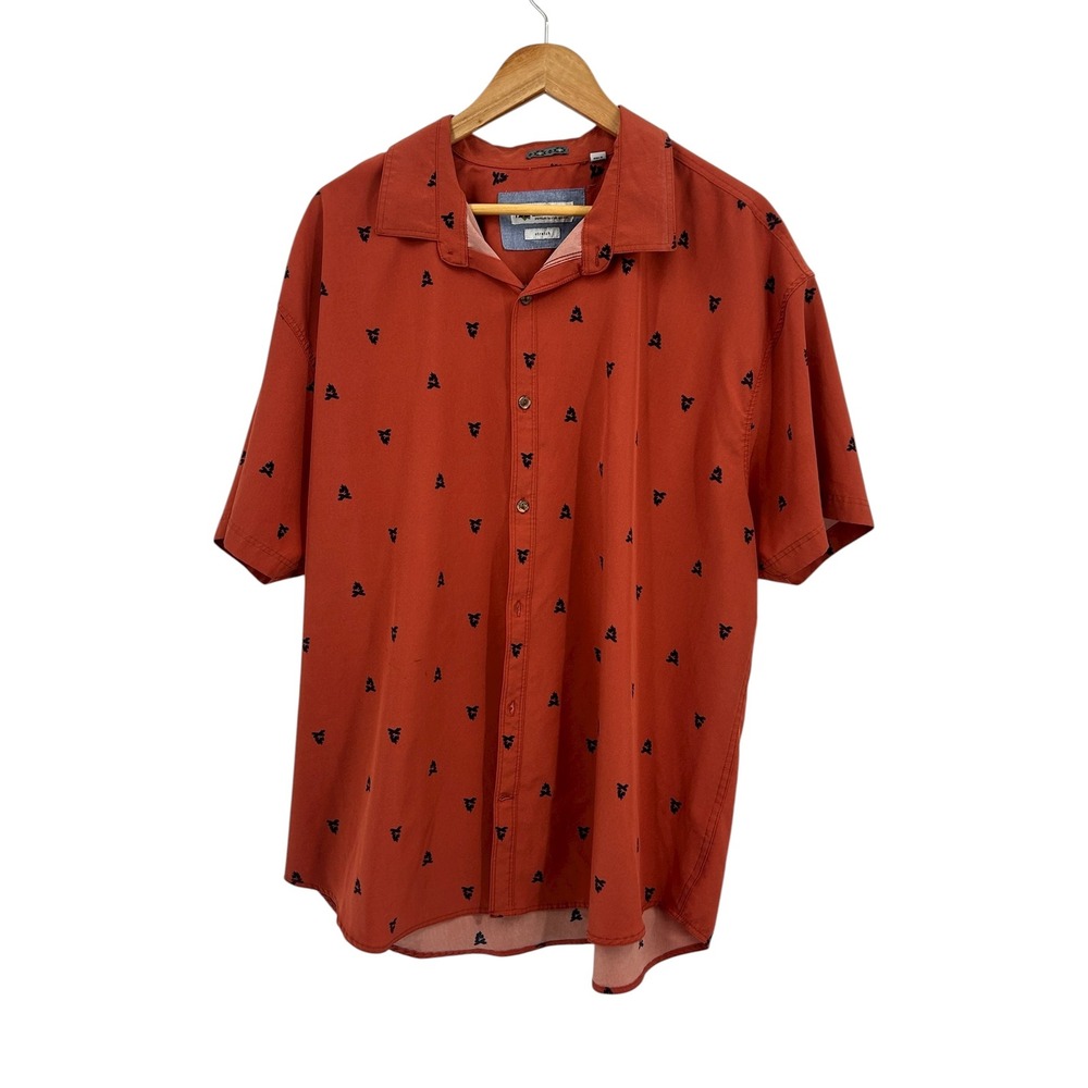 Tallwoods Mens 3X Rust Orange All‎ Over Campfire Print Short Sleeve Shirt